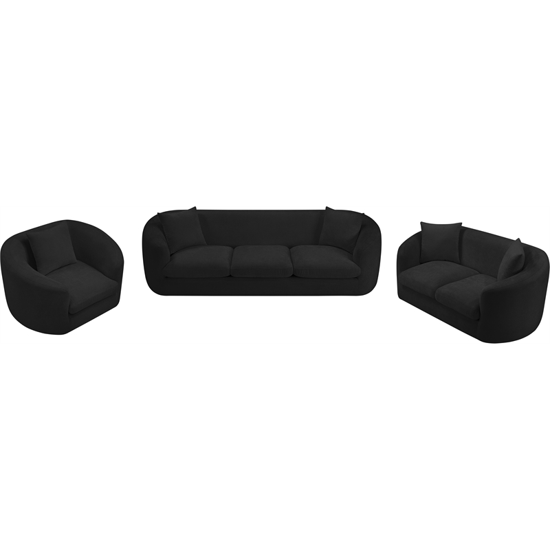 Bowery Hill Contemporary Soft Black Chenille Durable Fabric Sofa