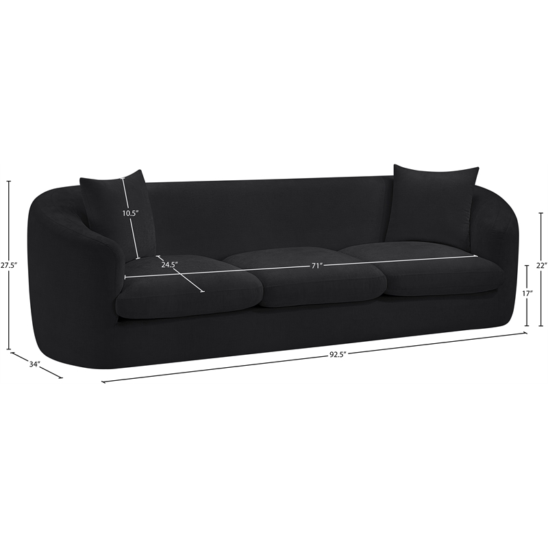 Bowery Hill Contemporary Soft Black Chenille Durable Fabric Sofa