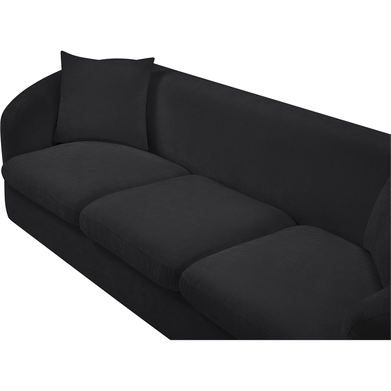 Bowery Hill Contemporary Soft Black Chenille Durable Fabric Sofa