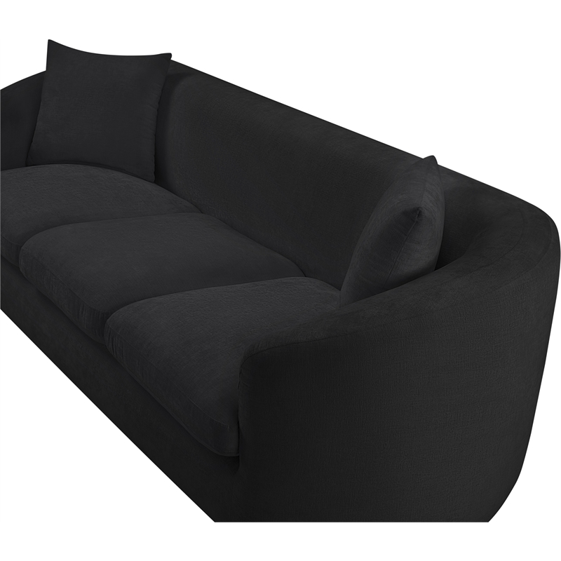 Bowery Hill Contemporary Soft Black Chenille Durable Fabric Sofa