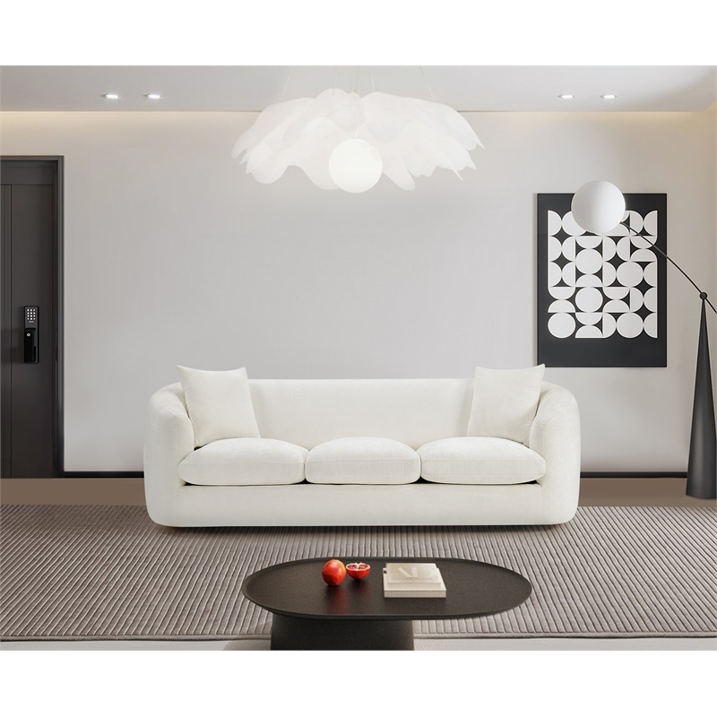 Bowery Hill Contemporary Soft Cream Chenille Durable Fabric Sofa