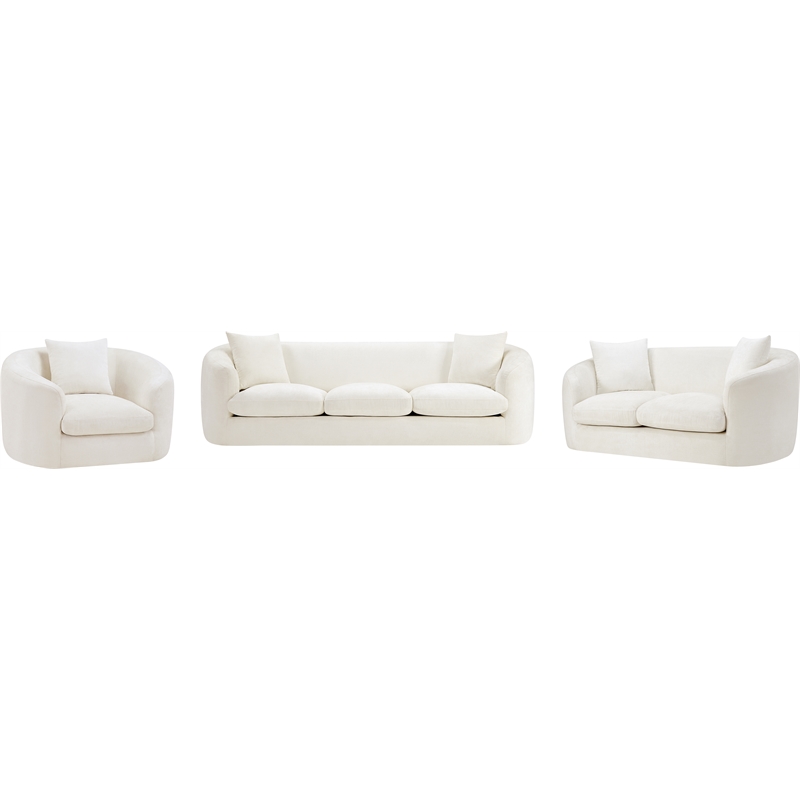 Bowery Hill Contemporary Soft Cream Chenille Durable Fabric Sofa