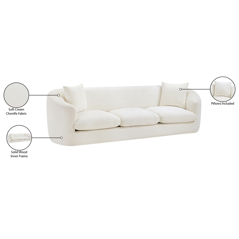 Bowery Hill Contemporary Soft Cream Chenille Durable Fabric Sofa