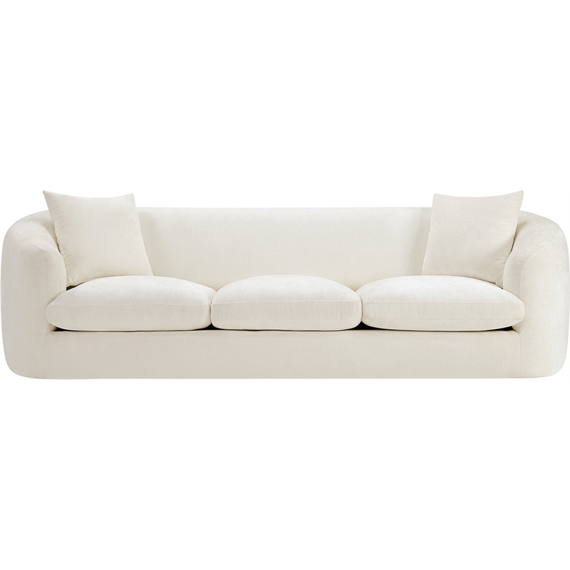 Bowery Hill Contemporary Soft Cream Chenille Durable Fabric Sofa