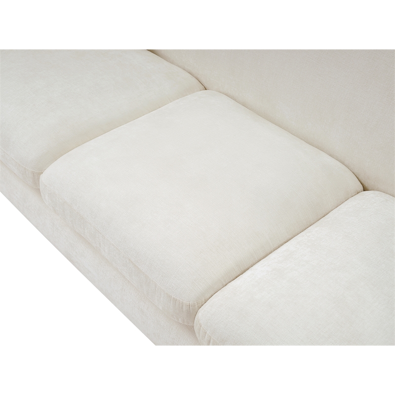 Bowery Hill Contemporary Soft Cream Chenille Durable Fabric Sofa