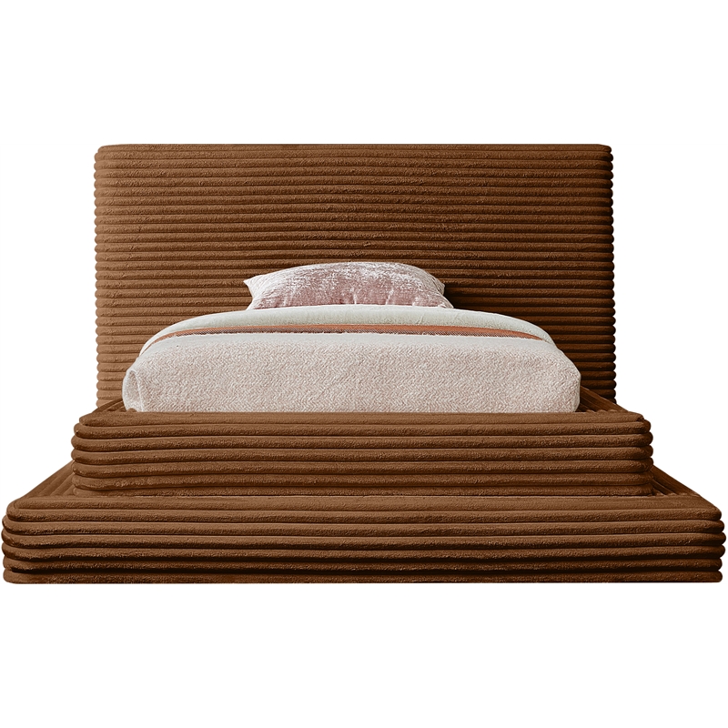 Bowery Hill Contemporary Textured Soft Saddle Corduroy Twin Bed