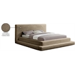 Bowery Hill Contemporary Textured Soft Taupe Corduroy Queen Bed