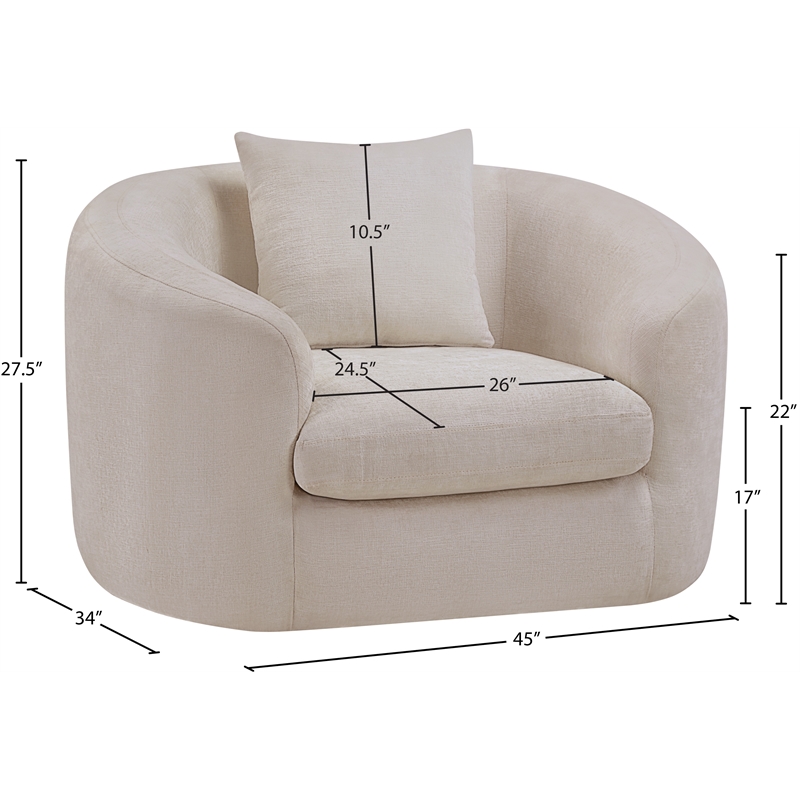 Bowery Hill Contemporary Soft Beige Chenille Durable Fabric Chair
