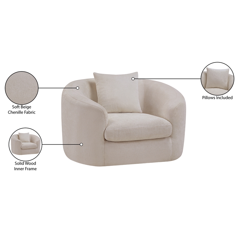 Bowery Hill Contemporary Soft Beige Chenille Durable Fabric Chair