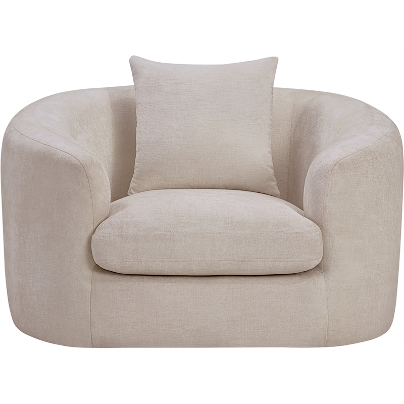 Bowery Hill Contemporary Soft Beige Chenille Durable Fabric Chair