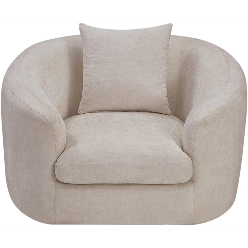 Bowery Hill Contemporary Soft Beige Chenille Durable Fabric Chair