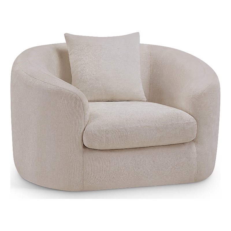 Bowery Hill Contemporary Soft Beige Chenille Durable Fabric Chair