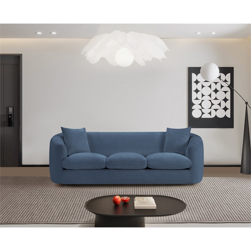 Bowery Hill Contemporary Soft Light Blue Chenille Fabric Sofa