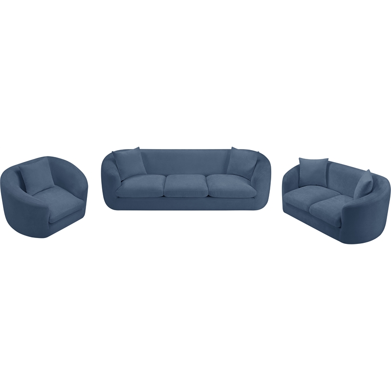 Bowery Hill Contemporary Soft Light Blue Chenille Fabric Sofa