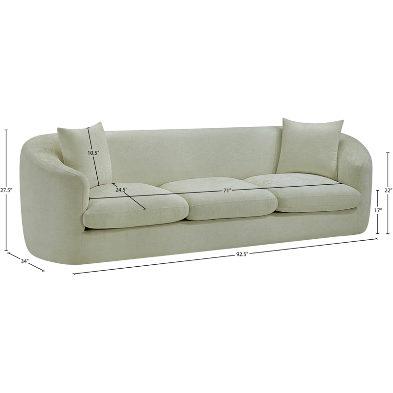 Bowery Hill Contemporary Soft Mint Chenille Durable Fabric Sofa