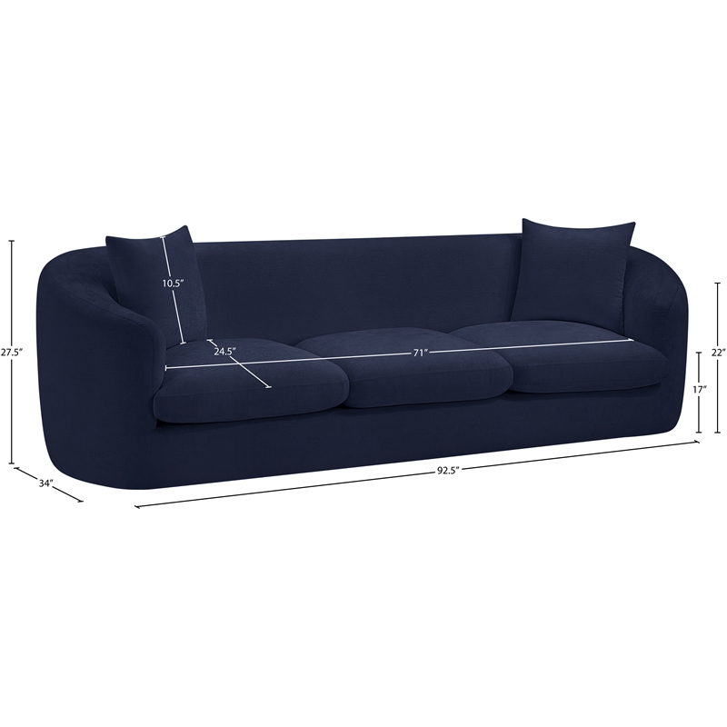Bowery Hill Contemporary Soft Navy Chenille Durable Fabric Sofa