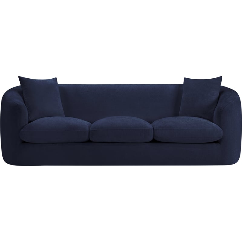 Bowery Hill Contemporary Soft Navy Chenille Durable Fabric Sofa
