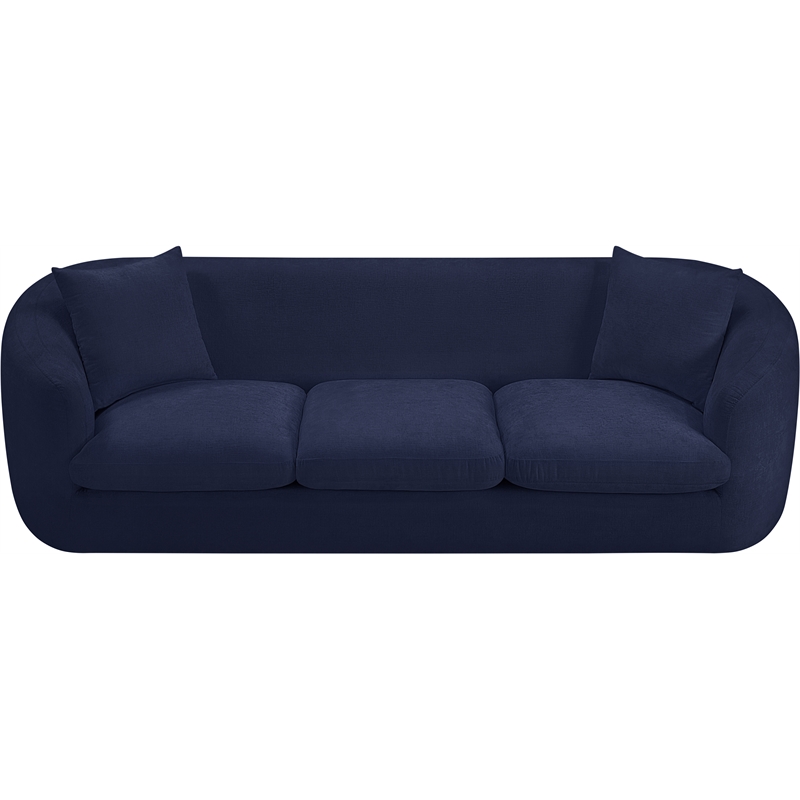Bowery Hill Contemporary Soft Navy Chenille Durable Fabric Sofa