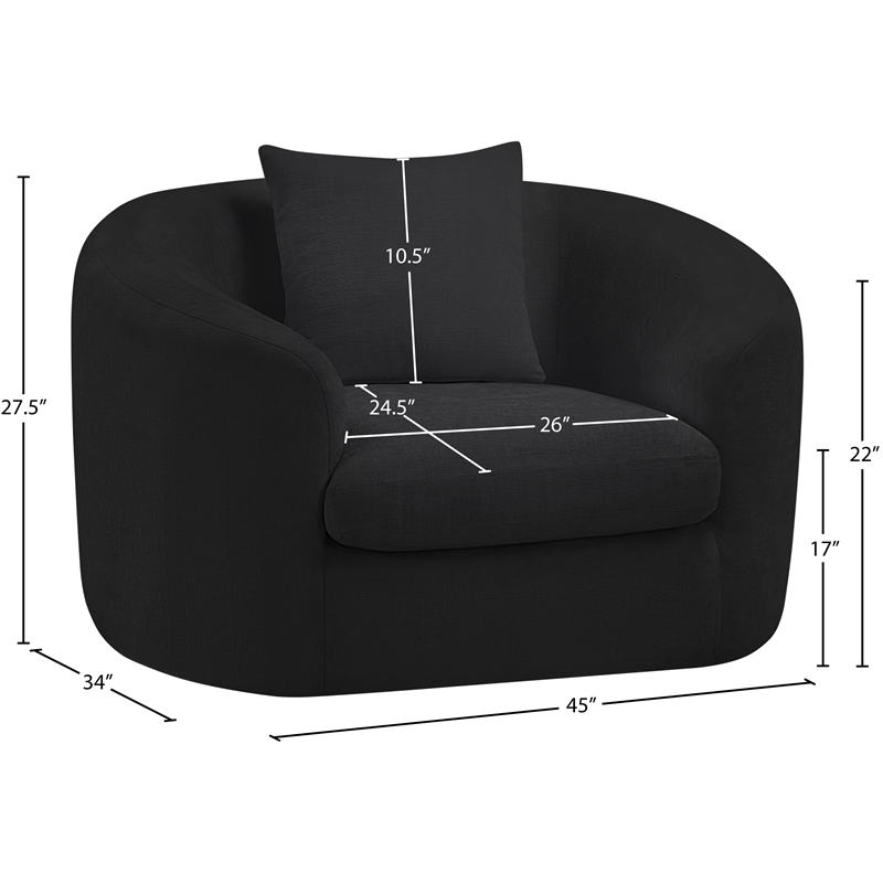 Bowery Hill Contemporary Soft Black Chenille Durable Fabric Chair