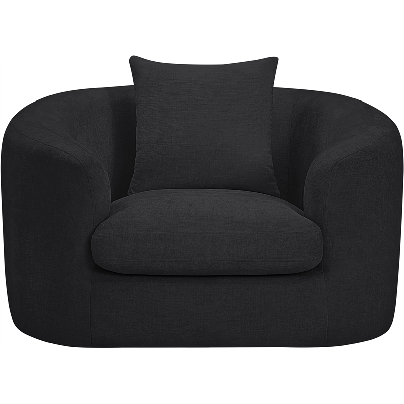 Bowery Hill Contemporary Soft Black Chenille Durable Fabric Chair