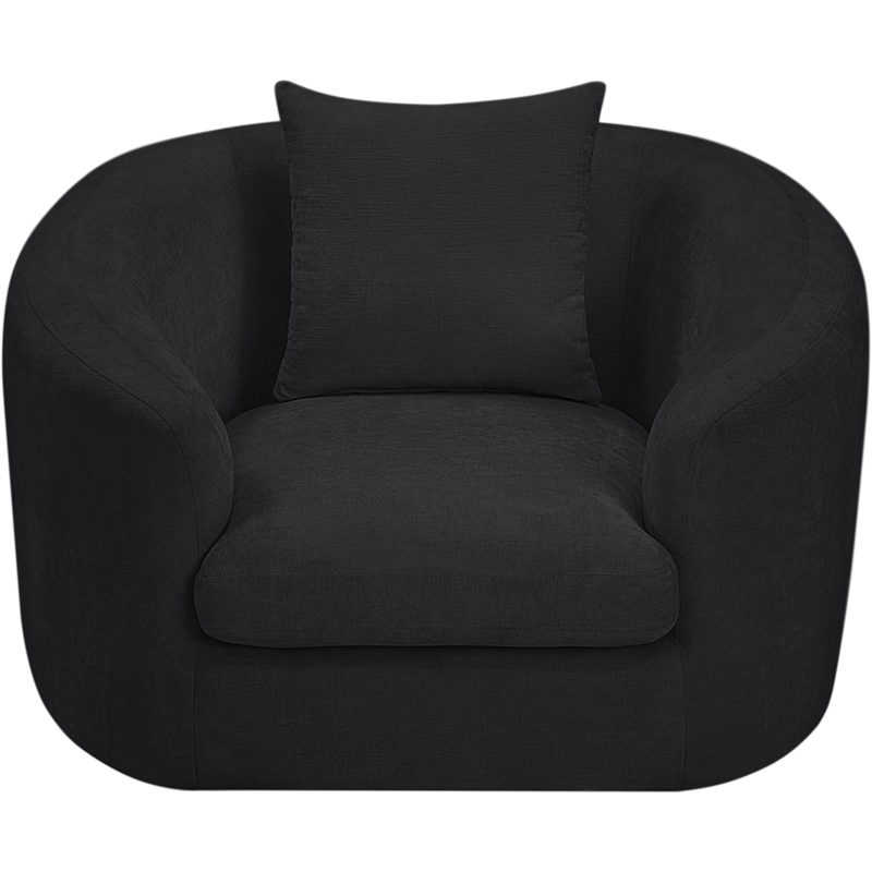 Bowery Hill Contemporary Soft Black Chenille Durable Fabric Chair