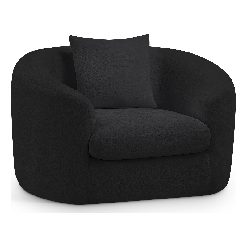 Bowery Hill Contemporary Soft Black Chenille Durable Fabric Chair