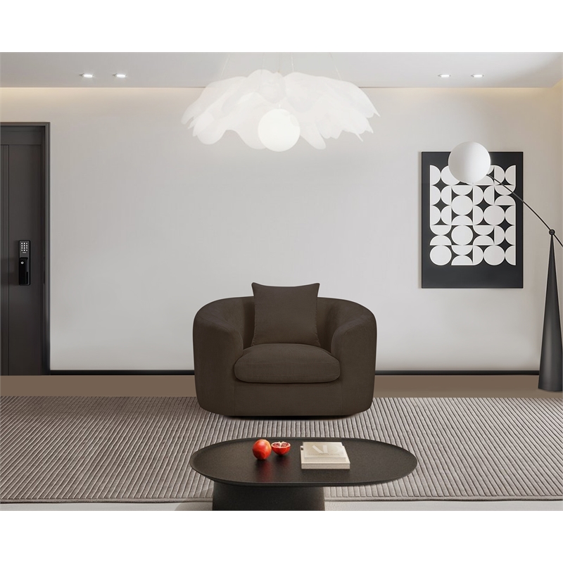 Bowery Hill Contemporary Soft Brown Chenille Durable Fabric Chair