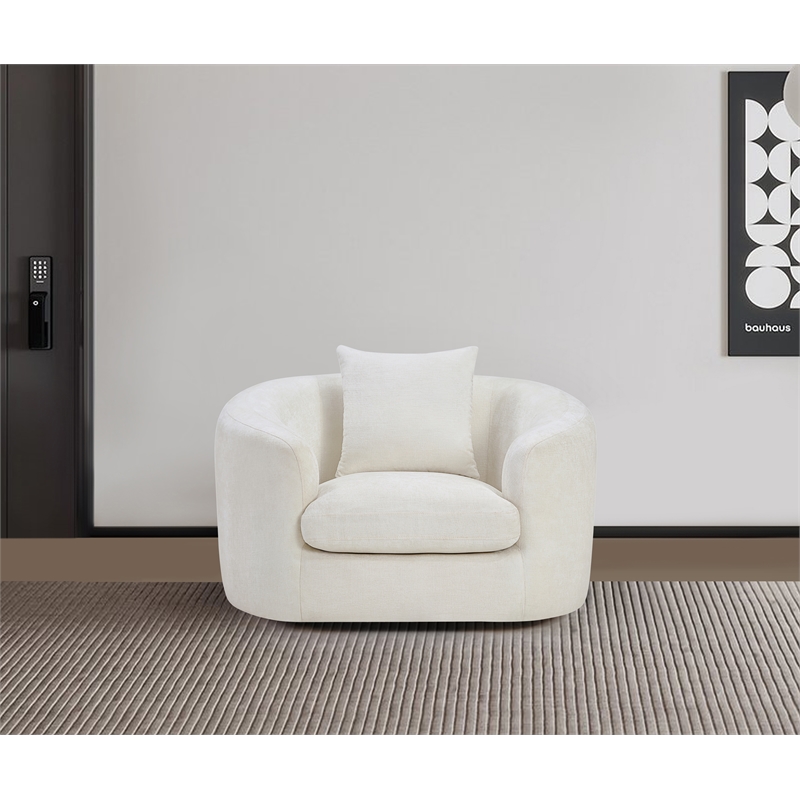 Bowery Hill Contemporary Soft Cream Chenille Durable Fabric Chair