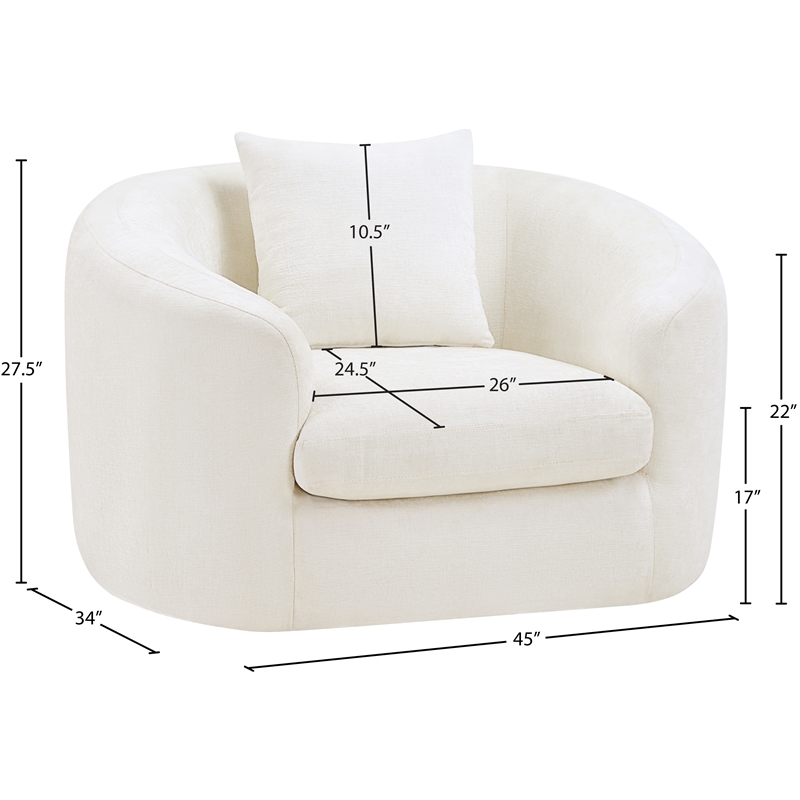 Bowery Hill Contemporary Soft Cream Chenille Durable Fabric Chair