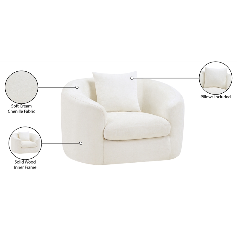 Bowery Hill Contemporary Soft Cream Chenille Durable Fabric Chair