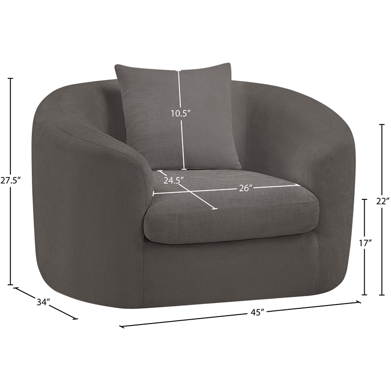 Bowery Hill Contemporary Soft Grey Chenille Durable Fabric Chair
