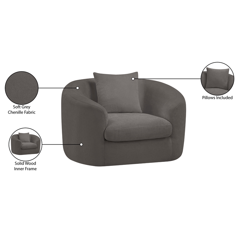 Bowery Hill Contemporary Soft Grey Chenille Durable Fabric Chair