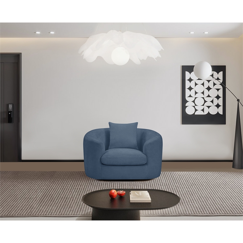 Bowery Hill Contemporary Soft Light Blue Chenille Fabric Chair