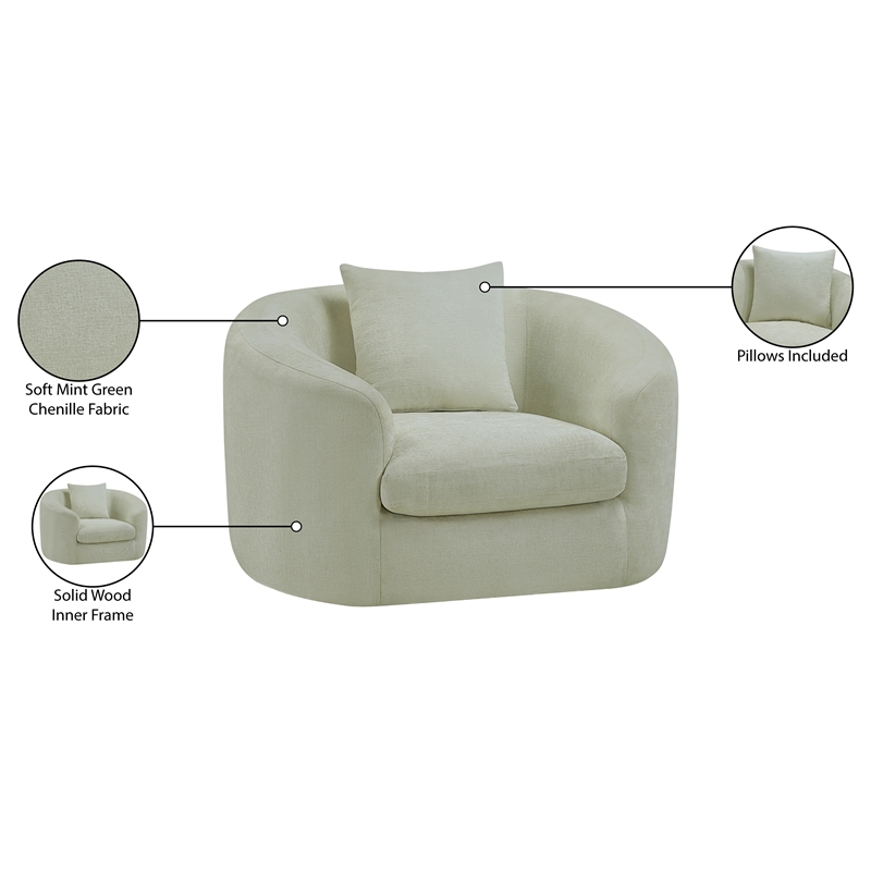 Bowery Hill Contemporary Soft Mint Chenille Durable Fabric Chair