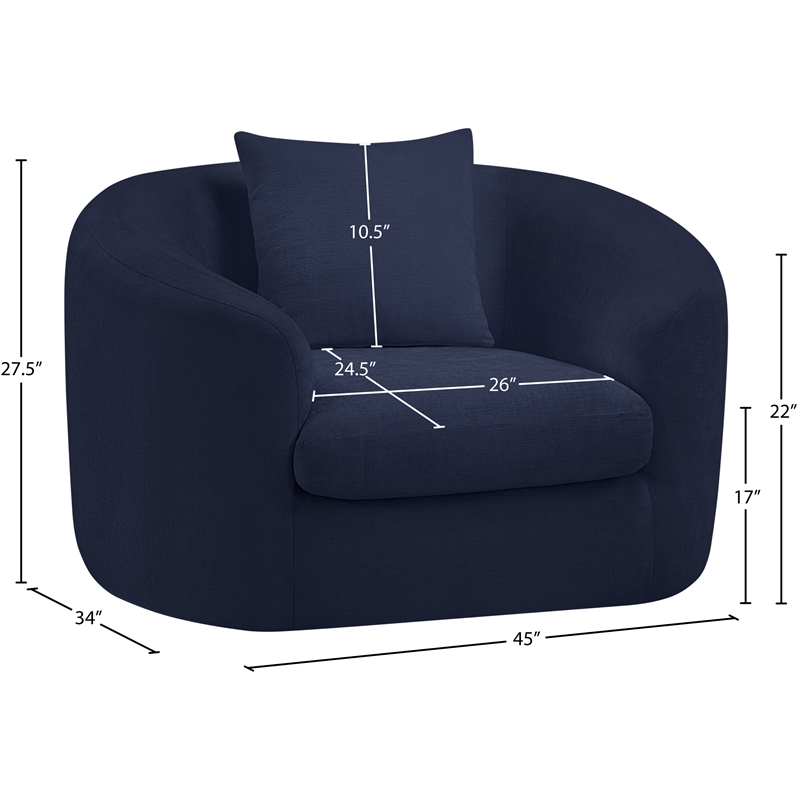 Bowery Hill Contemporary Soft Navy Chenille Durable Fabric Chair