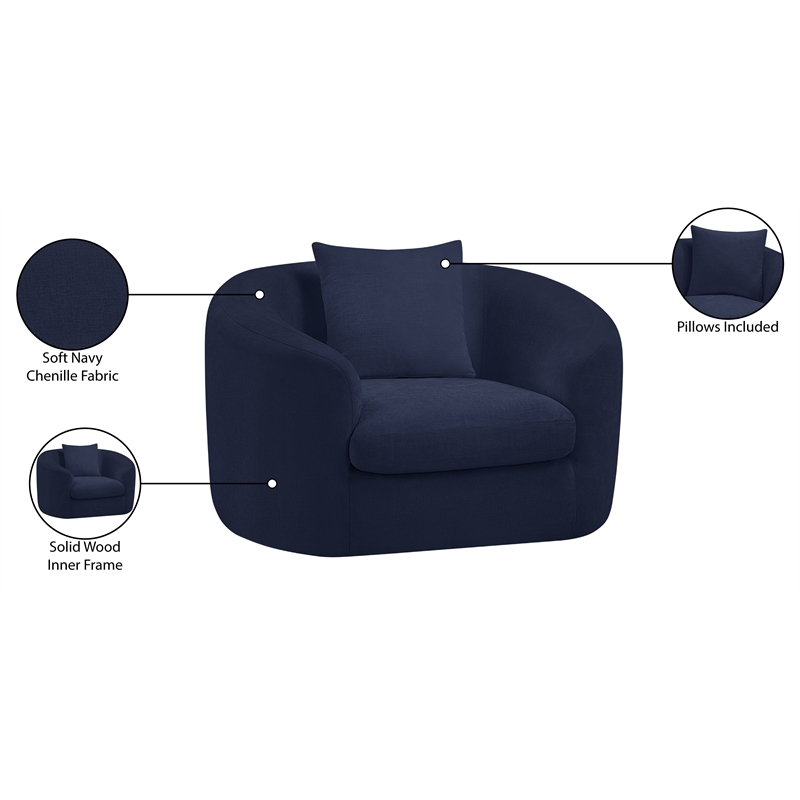 Bowery Hill Contemporary Soft Navy Chenille Durable Fabric Chair
