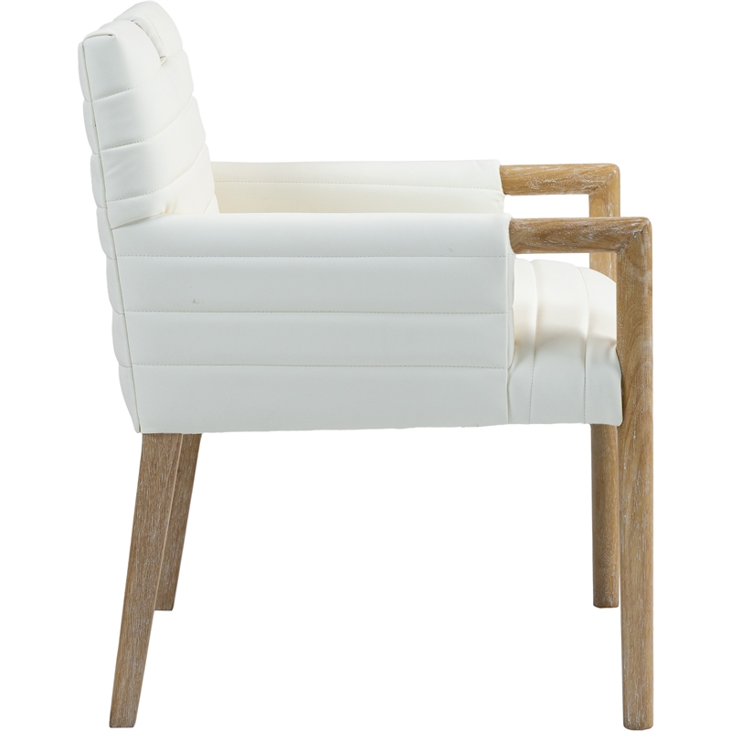Bowery Hill Contemporary Cream Vegan Leather Dining Arm Chair