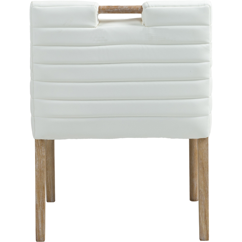 Bowery Hill Contemporary Cream Vegan Leather Dining Arm Chair
