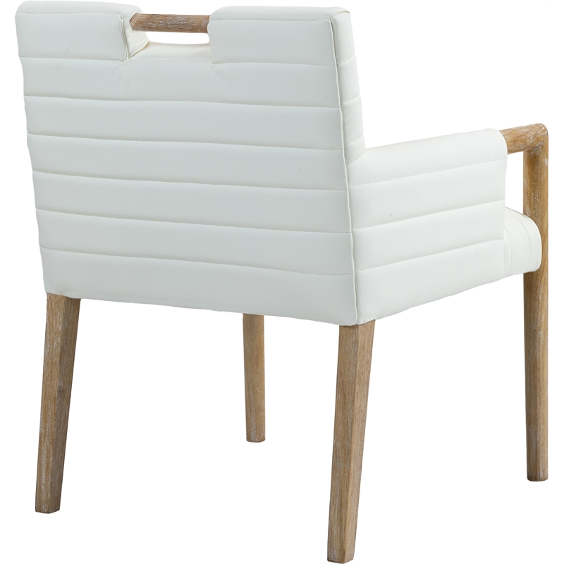 Bowery Hill Contemporary Cream Vegan Leather Dining Arm Chair