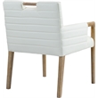 Bowery Hill Contemporary Cream Vegan Leather Dining Arm Chair