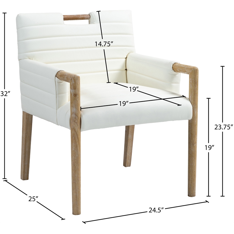 Bowery Hill Contemporary Cream Vegan Leather Dining Arm Chair