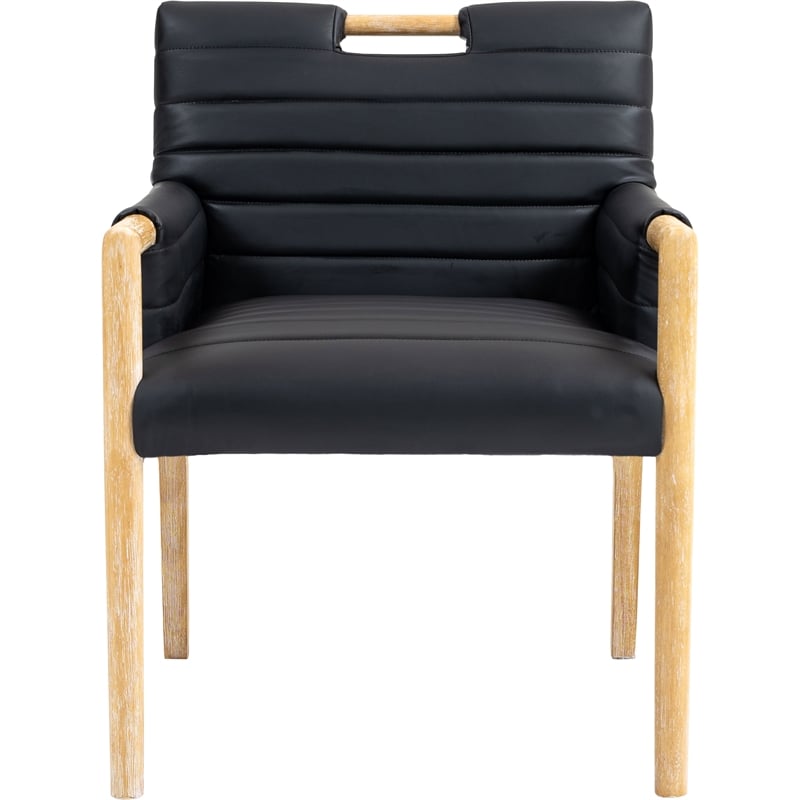 Bowery Hill Contemporary Black Vegan Leather Dining Arm Chair