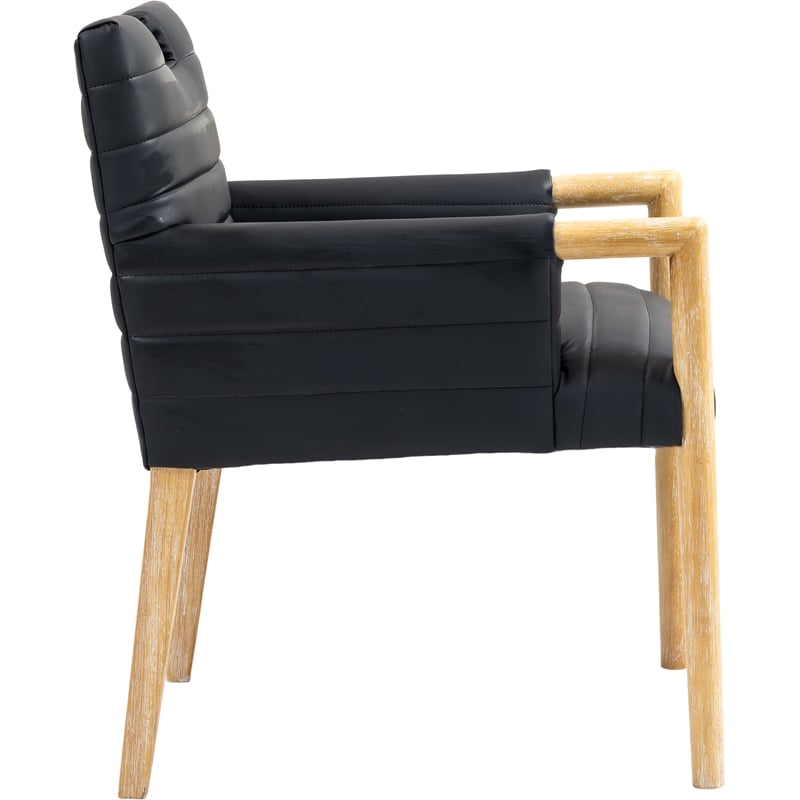 Bowery Hill Contemporary Black Vegan Leather Dining Arm Chair