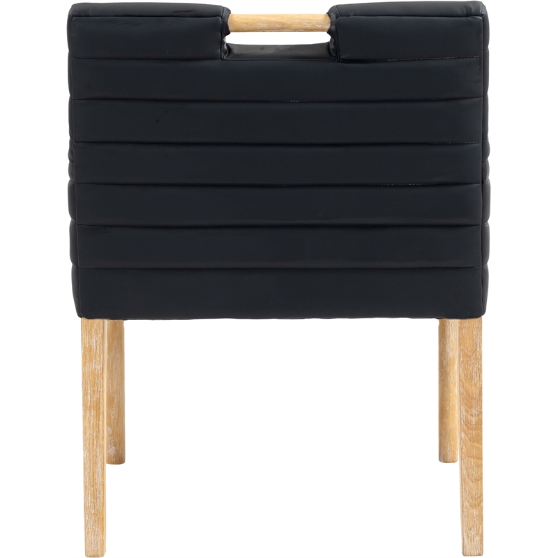 Bowery Hill Contemporary Black Vegan Leather Dining Arm Chair
