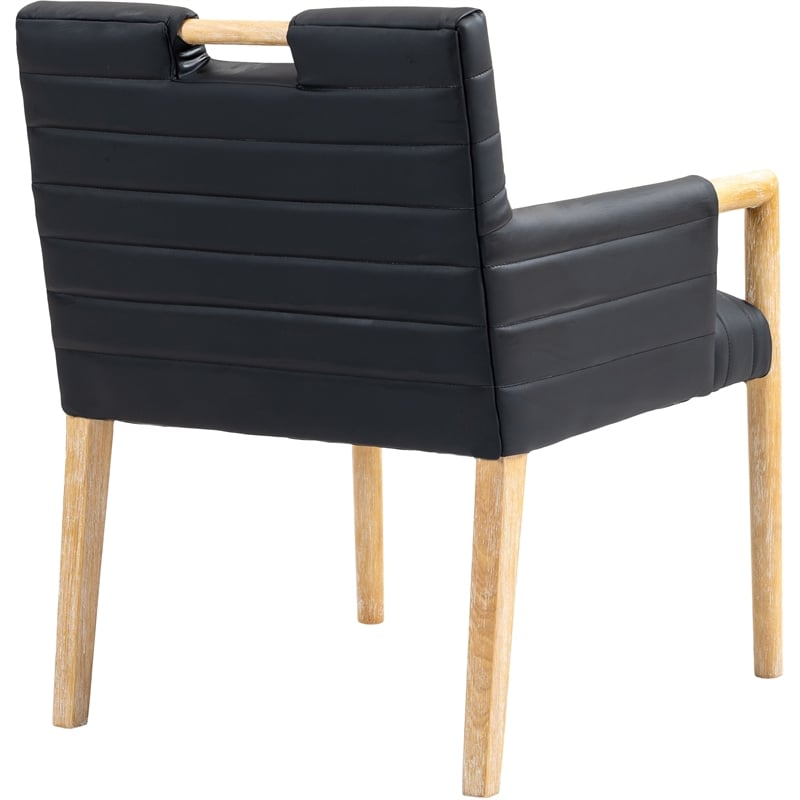Bowery Hill Contemporary Black Vegan Leather Dining Arm Chair