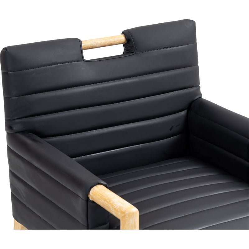 Bowery Hill Contemporary Black Vegan Leather Dining Arm Chair