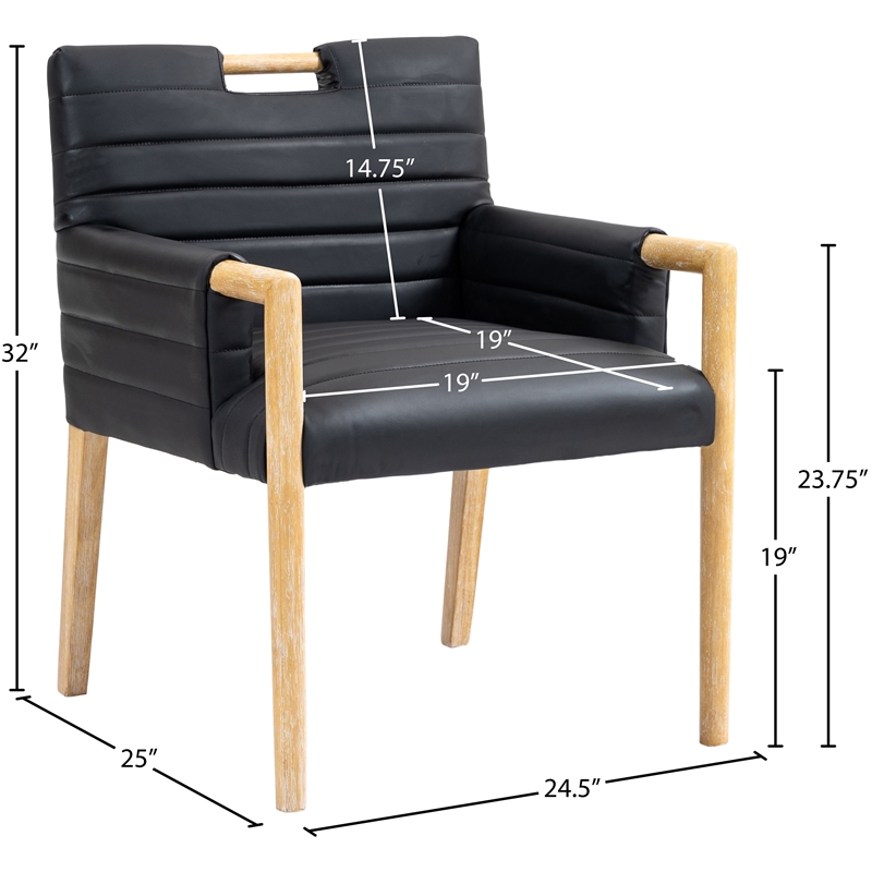 Bowery Hill Contemporary Black Vegan Leather Dining Arm Chair