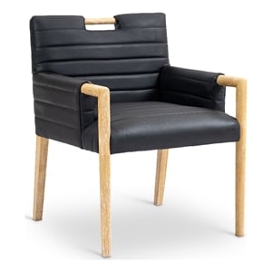 Bowery Hill Contemporary Black Vegan Leather Dining Arm Chair