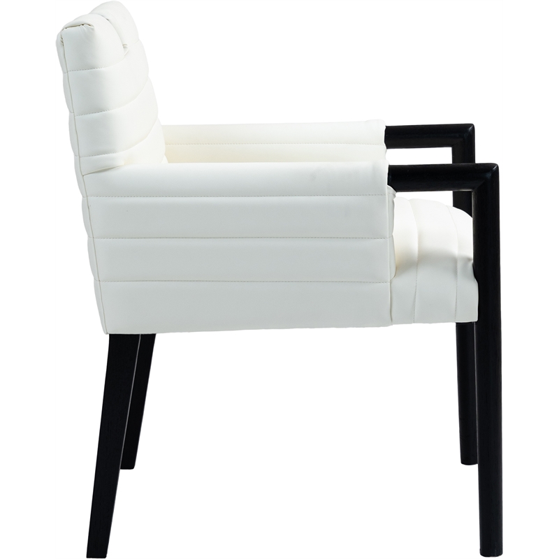 Bowery Hill Contemporary Cream Vegan Leather Dining Arm Chair