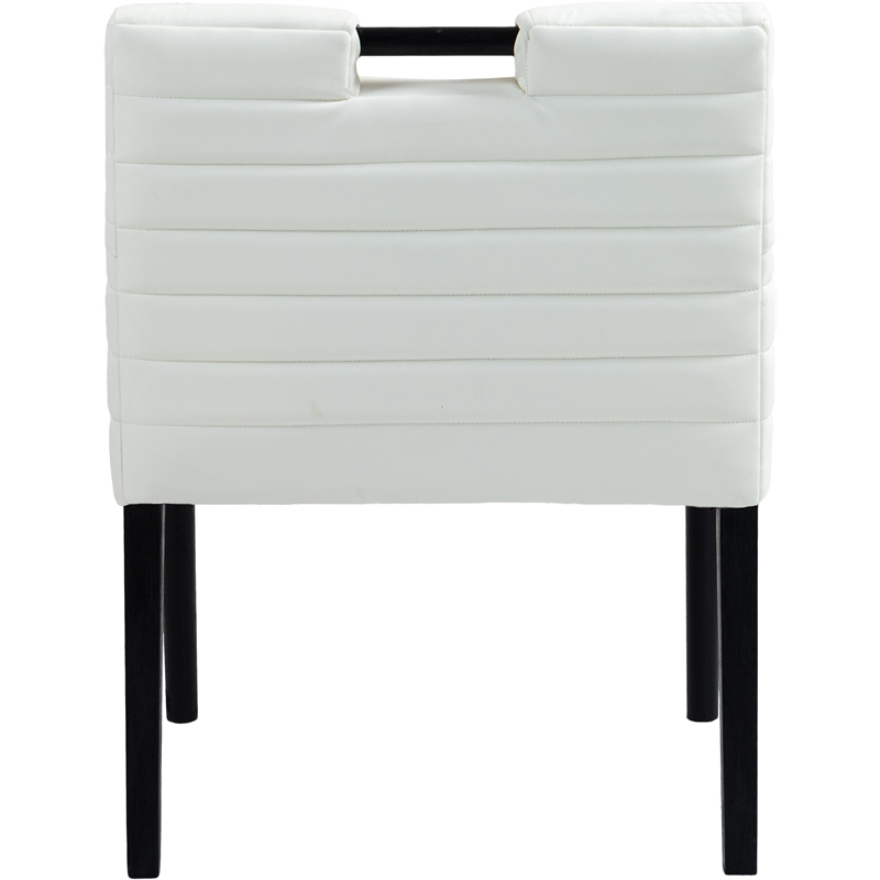 Bowery Hill Contemporary Cream Vegan Leather Dining Arm Chair